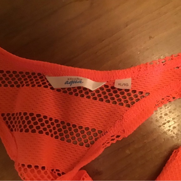 La Vie En Rose Aqua Mesh Twisted Racerback Coverup Highlighter Orange - Picture 4 of 4